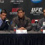 Lyoto Machida (esq.) e Rodrigo Minotauro (centro) são azarões para o UFC 140. Minoto (dir.) é o único favorito