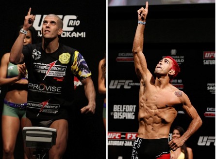 F. Sertanejo (esq.) e G. Pepey (dir.) vão se enfrentar no dia 8 de junho. Foto: Produção MMA Press (Divulgação/UFC)