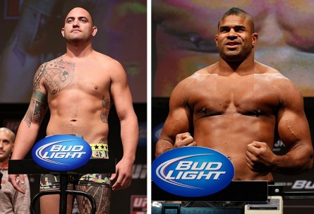 T. Browne (esq.) e A. Overeem (dir.) devem se enfrentar em agosto. Foto: Produção MMA Press (Divulgação/UFC)