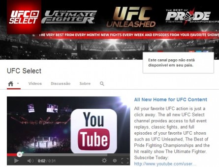 Capa do 'UFC Select' para os usuários brasileiros. Foto: YouTube/Reprodução