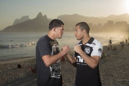 Pettis (esq.) e Aldo (dir.) fazem luta principal do UFC Rio 4. Foto: Alexandre Loureiro / UFC