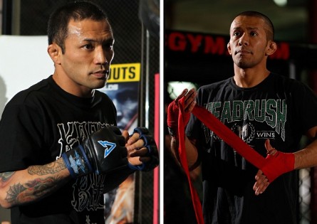 N.Yamamoto (esq.) e I.Menjivar (dir.) vão se enfrentar em Toronto. Foto: Produção MMA Press (UFC/Divulgação)