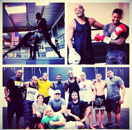Usher publicou uma montagem com fotos dos treinos com A. Silva. Foto: Instagram/Reprodução
