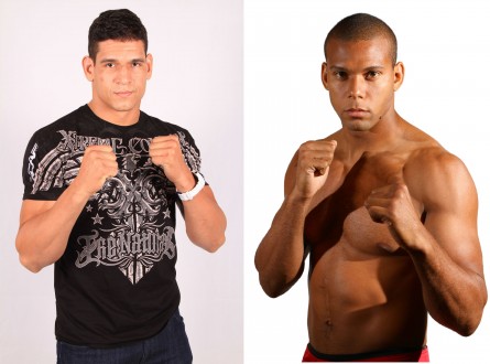 C.Mutante (esq.) e T.Marreta (dir.) se enfrentam no UFC Rio 4. Foto: Produção MMA Press (UFC/Divulgação)