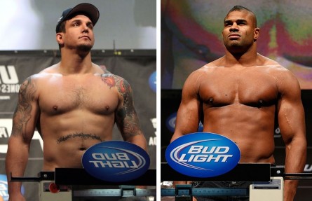 F. Mir (esq.) e A. Overeem (dir.) vão se enfrentar em novembro. Foto: Produção MMA Press (Josh Hedges/UFC)