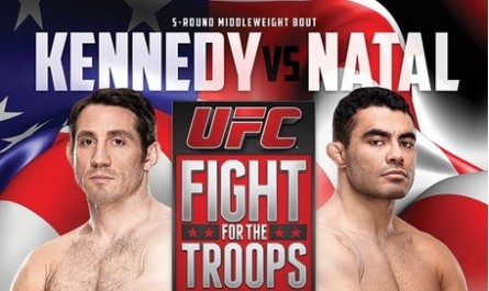 T. Kennedy (esq.) e R. Natal (dir.) fazem a luta principal do UFC Fight For The Troops 3. Foto: UFC/Divulgação