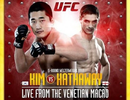 Pôster do TUF China Finale destaca luta entre Kim e Hathaway. Foto: UFC/Divulgação