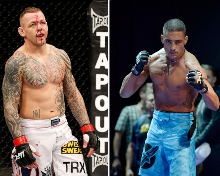 R. Pearson (esq.) e D. Sanchez (dir.) se enfrentam em junho. Foto: Produção MMA Press (Josh Hedges/UFC)