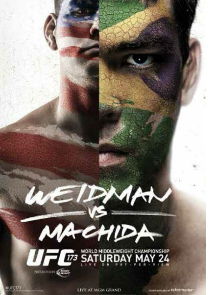 Pôster oficial do UFC 173, com Machida e Weidman. Foto: Divulgação/UFC