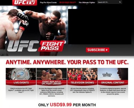 Capa do UFC Fight Pass nos EUA. Foto: Reprodução