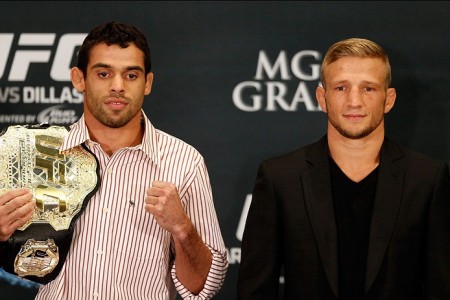 Barão (esq.) e Dillashaw (dir.) fazem a luta principal do UFC 173. Foto: Josh Hedges/UFC
