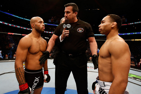 Johnson (esq.) e Dodson (dir.) se enfrentaram em 2013. Foto: Josh Hedges/UFC