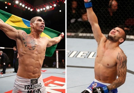 L. Mineiro (esq.) e J. Lineker (dir.) faturaram dois dos bônus da noite no UFC FN 45. Foto: Produção SUPER LUTAS (UFC/Divulgação)