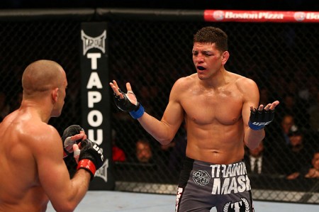 Diaz (foto) contra GSP; polêmico lutador enfrentará Anderson em janeiro. Foto: Jonathan Ferrey/Zuffa LLC