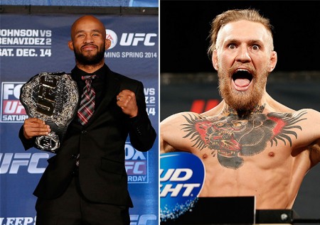 Johnson (esq.) e McGregor (dir.), os maiores salários do UFC 178. Foto: Produção SUPER LUTAS (Divulgação/UFC)