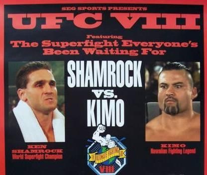 Pôster do polêmico UFC 8, com destaque para Shamrock e Leopoldo. Foto: Reprodução