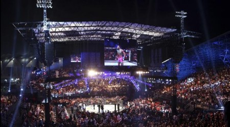 Chegada do UFC ao Oriente Médio contou com montagem de uma estrutura especial montada só para o evento. Foto: Reprodução