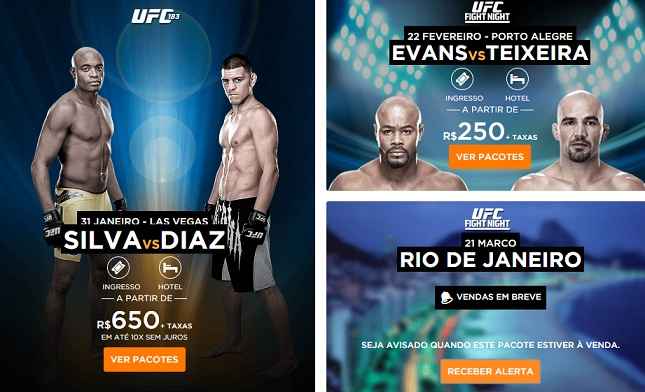 Site parceiro do UFC anuncia "UFC Fight Night Rio" em sua página. Foto: Reprodução