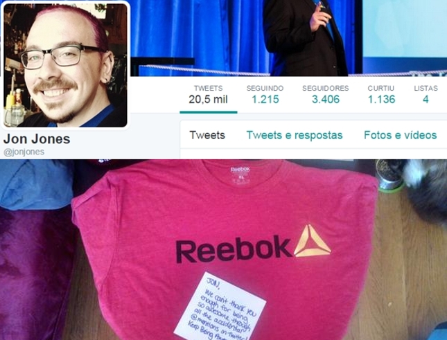Perfil do "Jon Jones Anônimo" no Twitter e camisa recebida de presente. Foto: Produção SUPER LUTAS (Reprodução)