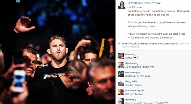 Ibrahimovic usou redes sociais para manifestar solidariedade a Gustafsson. Foto: Reprodução
