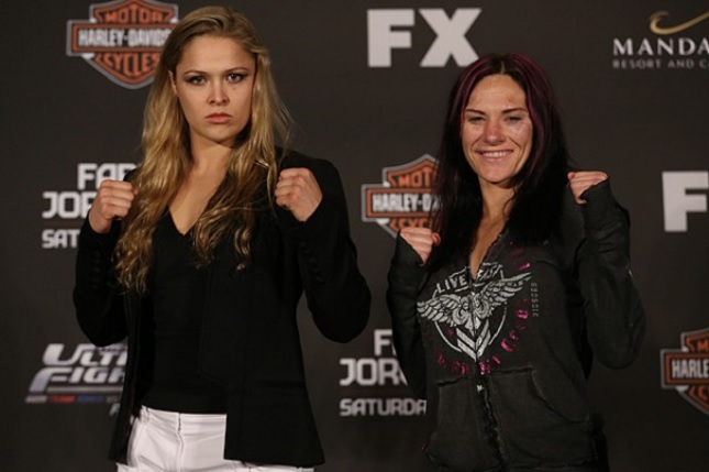 Ronda (esq.) e Zingano (dir.) fazem a luta principal do UFC 184. Foto: Divulgação