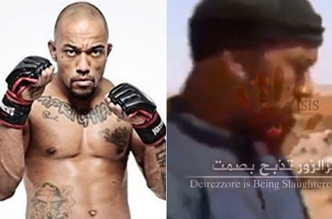 As duas faces de Cuspert: à esquerda, como lutador de MMA, e à direita, como combatente do ISIS. Foto: Produção Super Lutas (Divulgação/Reprodução)