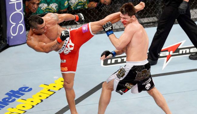 Belfort derrotou Bisping com um chute espetacular no UFC em São Paulo. Foto: Josh Hedges