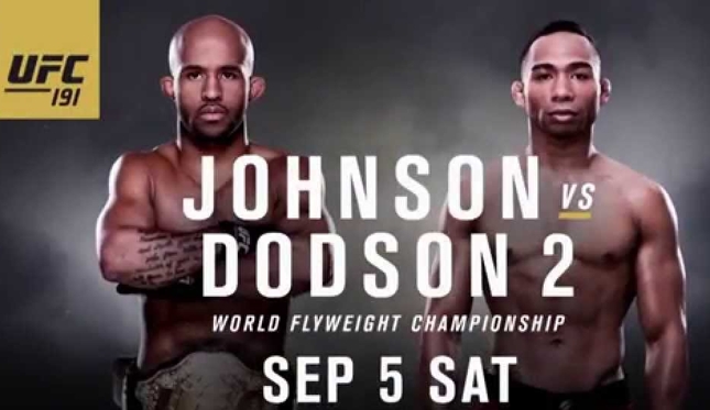 Revanche entre Johnson e Dodson é a luta principal do UFC 191. Foto: Divulgação