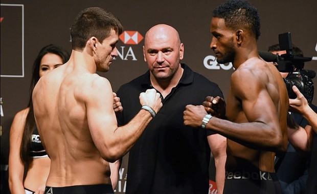 Demian (esq.) e Magny (dir.) se enfrentaram no Rio. Foto: Josh Hedges/UFC