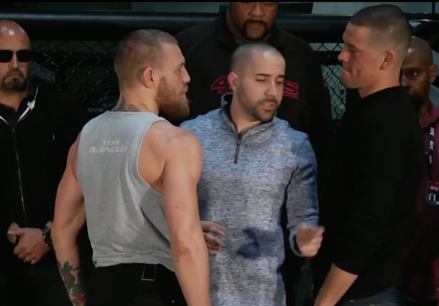 McGregor e Diaz ficaram frente a frente pela primeira  vez antes sdo UFC 196. Foto: Reprodução