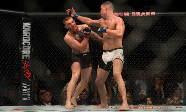 Tapa de Diaz já se tornou sua marca registrada. Foto: Josh Hedges/UFC