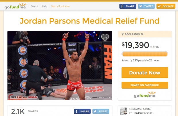 Parsons recebeu doações para despesas médicas. Foto: Reprodução