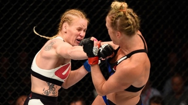 Shevchenko (left) defeated Holm (right) at UFC Chicago