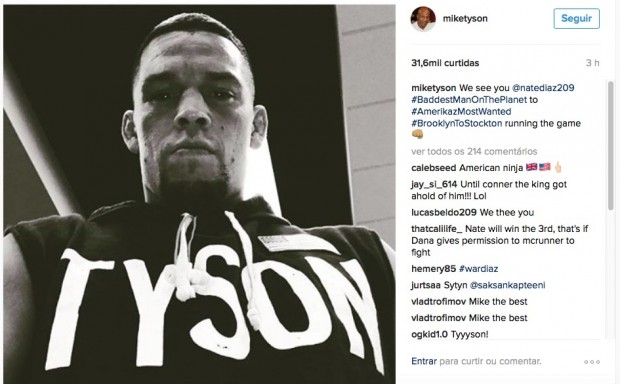 Postagem na qual M. Tyson homenageia N. Diaz (Foto: Reprodução)