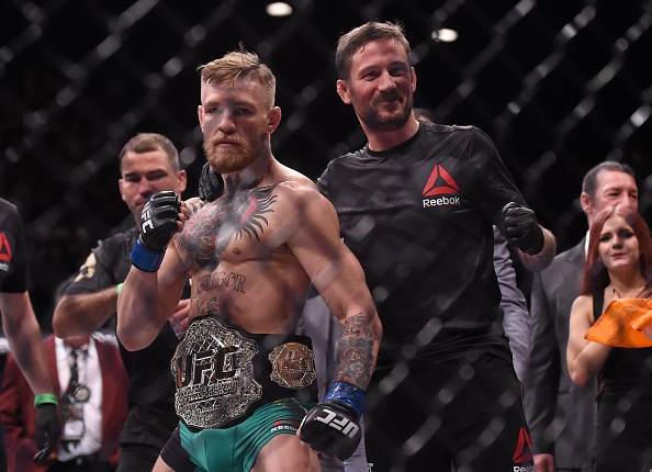 McGregor (left) with John Kavanagh (right) (Photo by Sportsfile/Corbis via Getty Images)