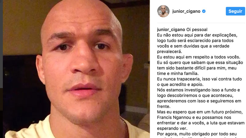 Cigano quebra silêncio após doping. Foto: Reprodução / Instagram