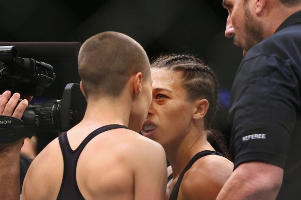 R. Namajunas (esq) e Joanna (dir): rivalidade (Foto: Reprodução Facebook UFC)