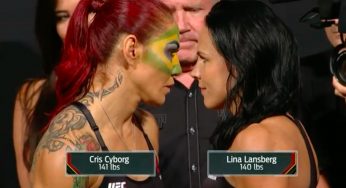 Com bandeira do Brasil no rosto, Cyborg rouba a cena em pesagem do UFC Brasília