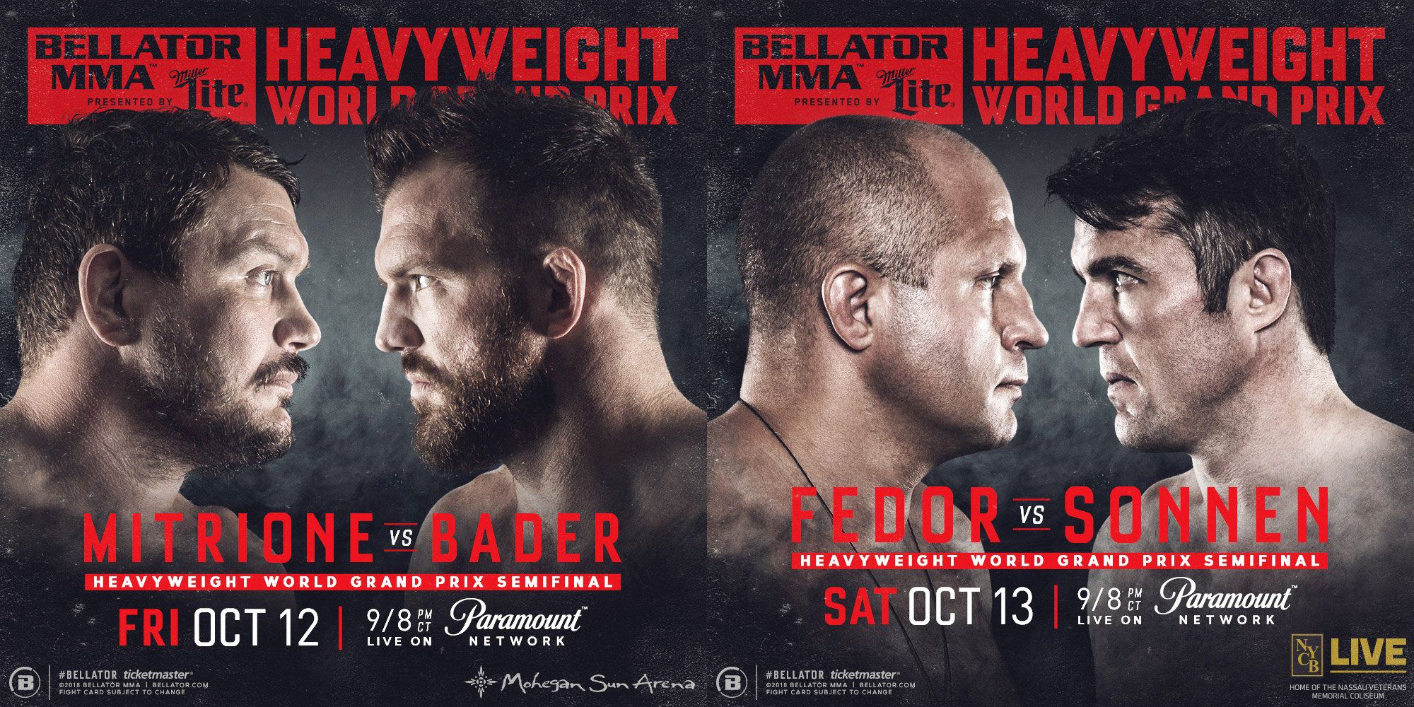 Rodada dupla do Bellator tem Fedor x Sonnen como destaque em torneio