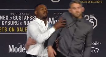 Vídeo: Jon Jones empurra Gustafsson em coletiva de imprensa do UFC 232
