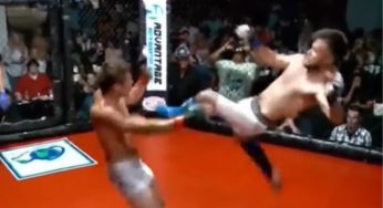 Vídeo: Lutador desmaia rival com ‘chute voador’ cinematográfico em evento de MMA amador