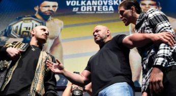 Vídeo: Confira a cerimônia de encaradas para o UFC 266, com duas disputas de cinturão e esquadrão brasileiro