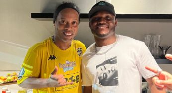 IMAGENS: Kamaru Usman registra encontro com Ronaldinho Gaúcho e outros craques do futebol