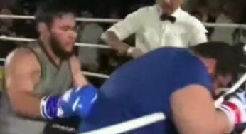 VÍDEO: ‘Hulk Iraniano’ vai mal e sofre nocaute bizarro no primeiro round em estreia no boxe