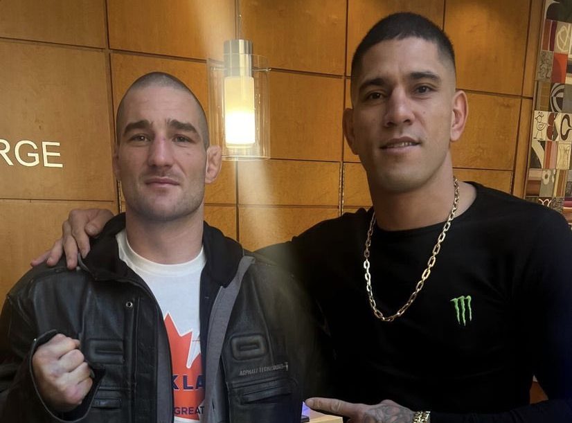 Alex Poatan posa ao lado de Sean Strickland antes do UFC 297. Foto: Reprodução/Instagram