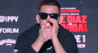 VÍDEO: Nate Diaz causa escândalo ao fumar maconha em coletiva antes da revanche com Jorge Masvidal
