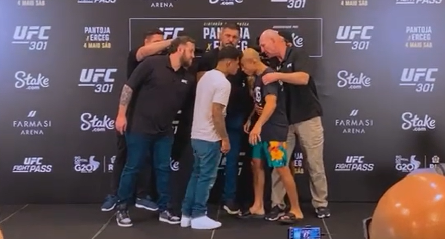 VIDEO: José Aldo almost comes to blows with his rival in the first face-off before UFC 301. Photo: Reproduction/SUPERFIGHTS